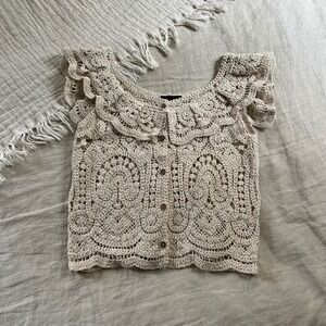 Crochet Lace Top Small